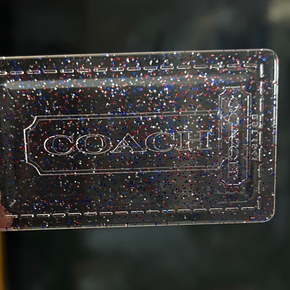 Coach Poppy Clear Glitter Red White & Blue Bag Charm in Pristine Condition